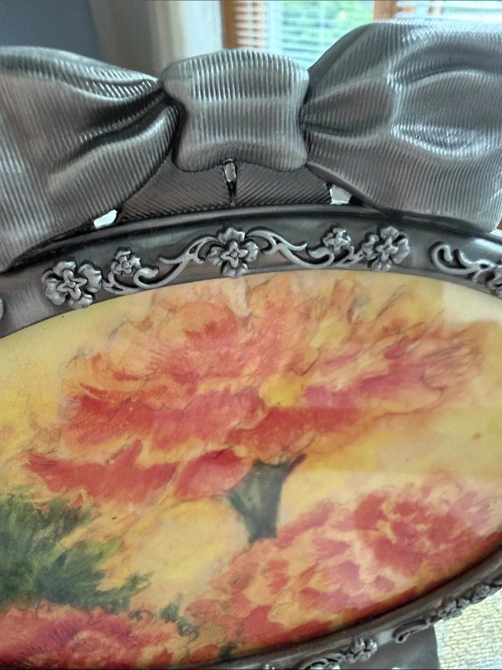 Pewter Oval Victorian style photo frame table top